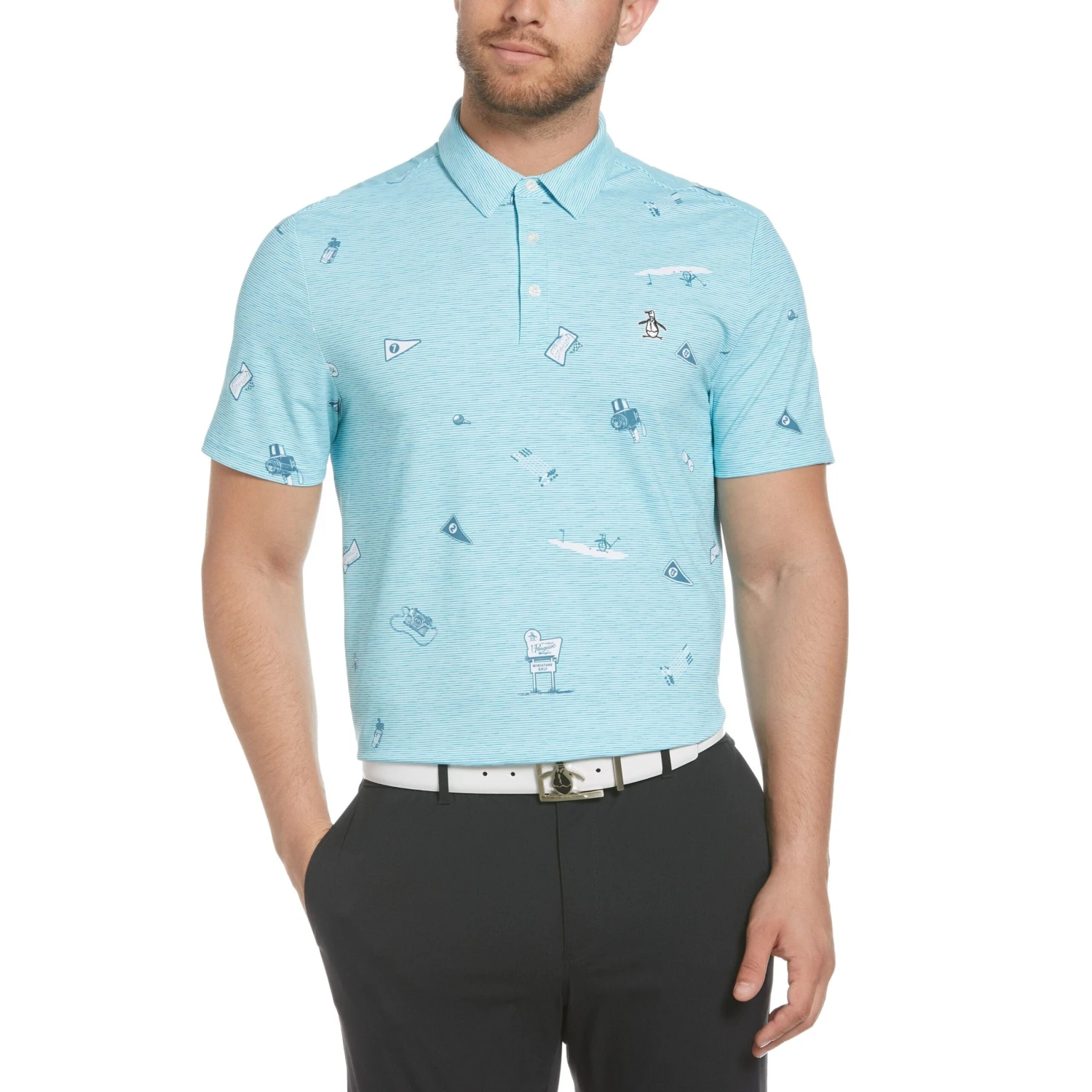 Original Penguin All Over Textured Mini Golf Print Polo Shirt 1 Original Penguin All Over Textured Mini Golf Print Polo Shirt