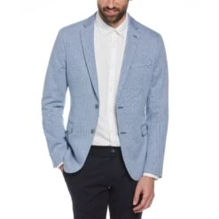 Original Penguin Blue Herringbone Knit Blazer 6 Original Penguin Blue Herringbone Knit Blazer -Sportswear-Original Penguin Blue Herringbone Knit Blazer Original Penguin 3