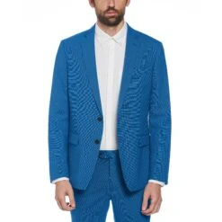 Original Penguin Blue Textured Wool Blend Two Piece Suit -Sportswear-Original Penguin Blue Textured Wool Blend Two Piece Suit Original Penguin 4