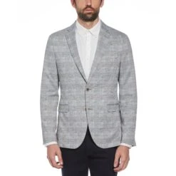 Original Penguin Light Grey Plaid Knit Blazer
