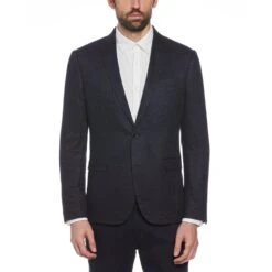 Original Penguin Navy Linen Wool Blend Knit Blazer