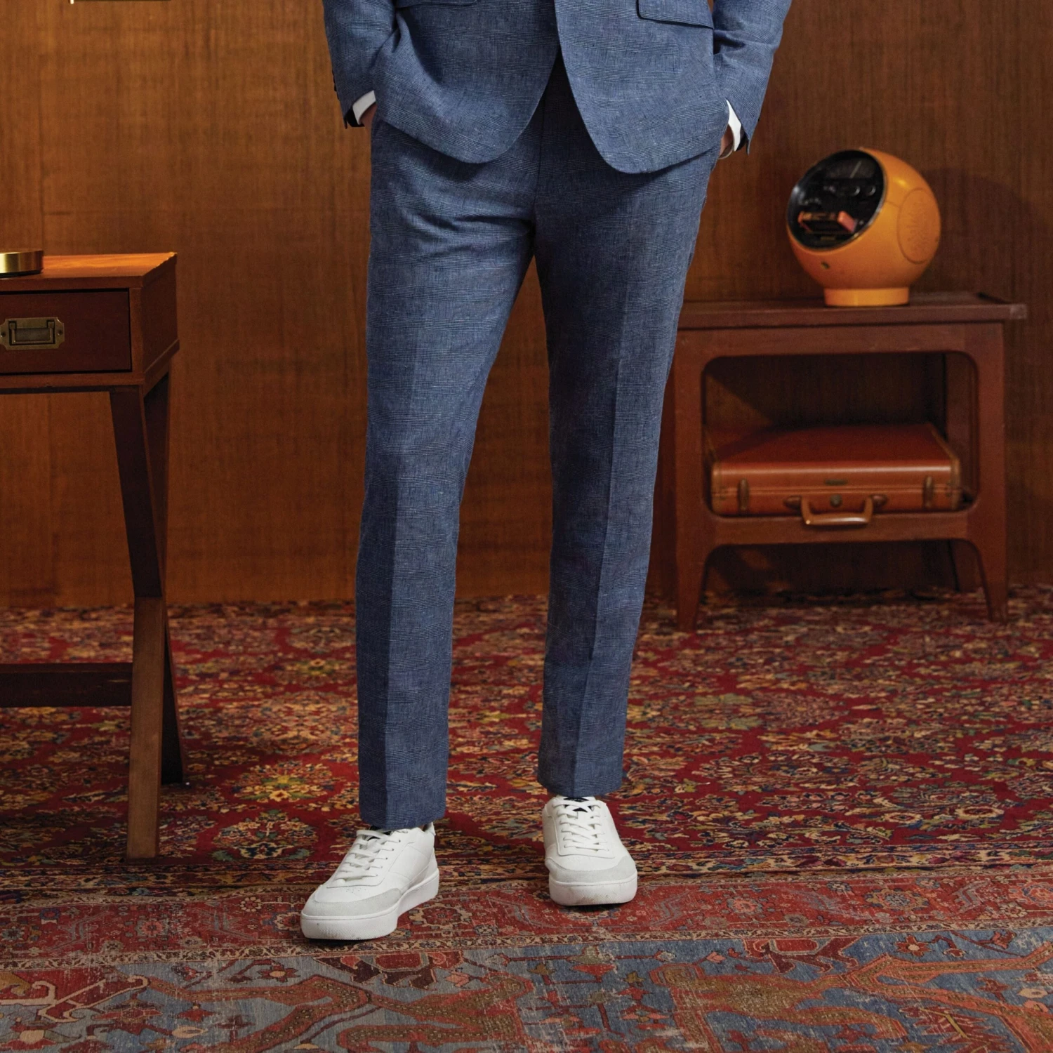 Original Penguin Navy Plaid Linen Blend Two Piece Suit 4 Original Penguin Navy Plaid Linen Blend Two Piece Suit - Image 4