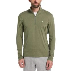 Original Penguin Perforated Fleece Quarter Zip Sweatshirt