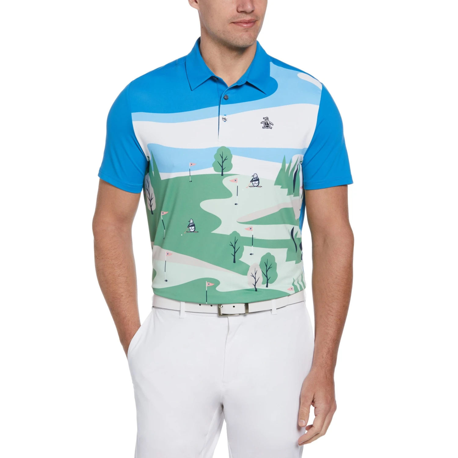Original Penguin "Pete On The Course" Novelty Print Golf Polo 1 Original Penguin "Pete On The Course" Novelty Print Golf Polo