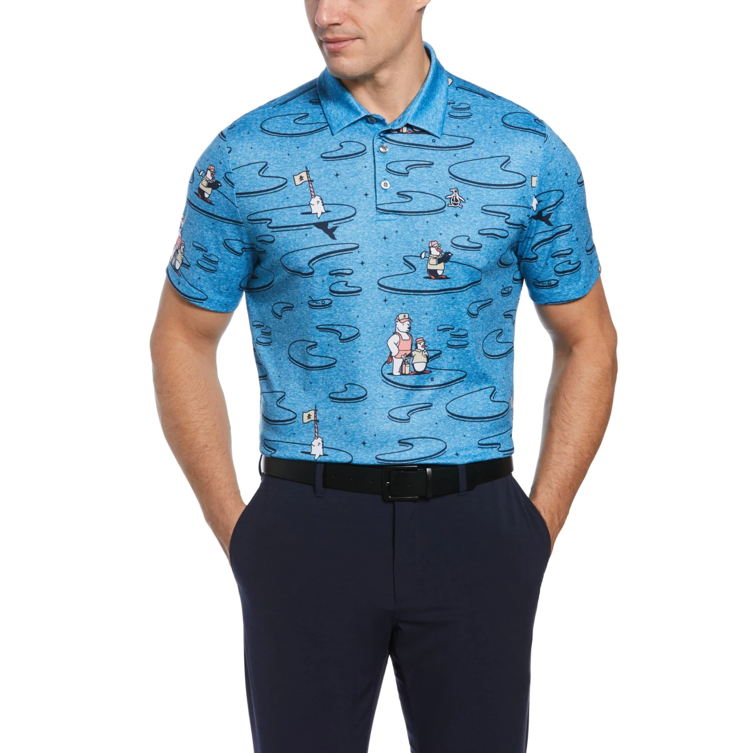 Original Penguin Short Sleeve All Over Polar Pete Print Oxford Polo 1 Original Penguin Short Sleeve All Over Polar Pete Print Oxford Polo