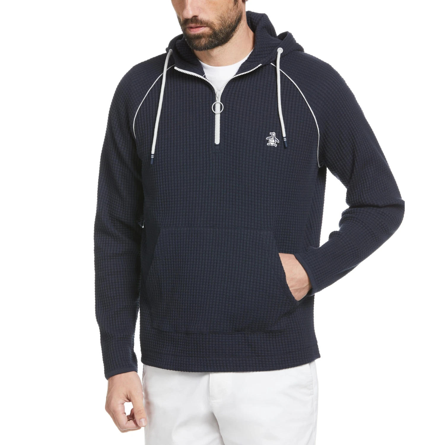 Original Penguin Waffle Knit Patch Hoodie 1 Original Penguin Waffle Knit Patch Hoodie