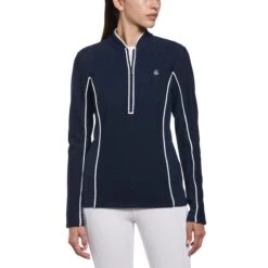Original Penguin Women's Contrast Piping Quarter Zip Shirt
