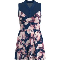 Original Penguin Women's Floral Print Tennis Dress With Mesh Yoke