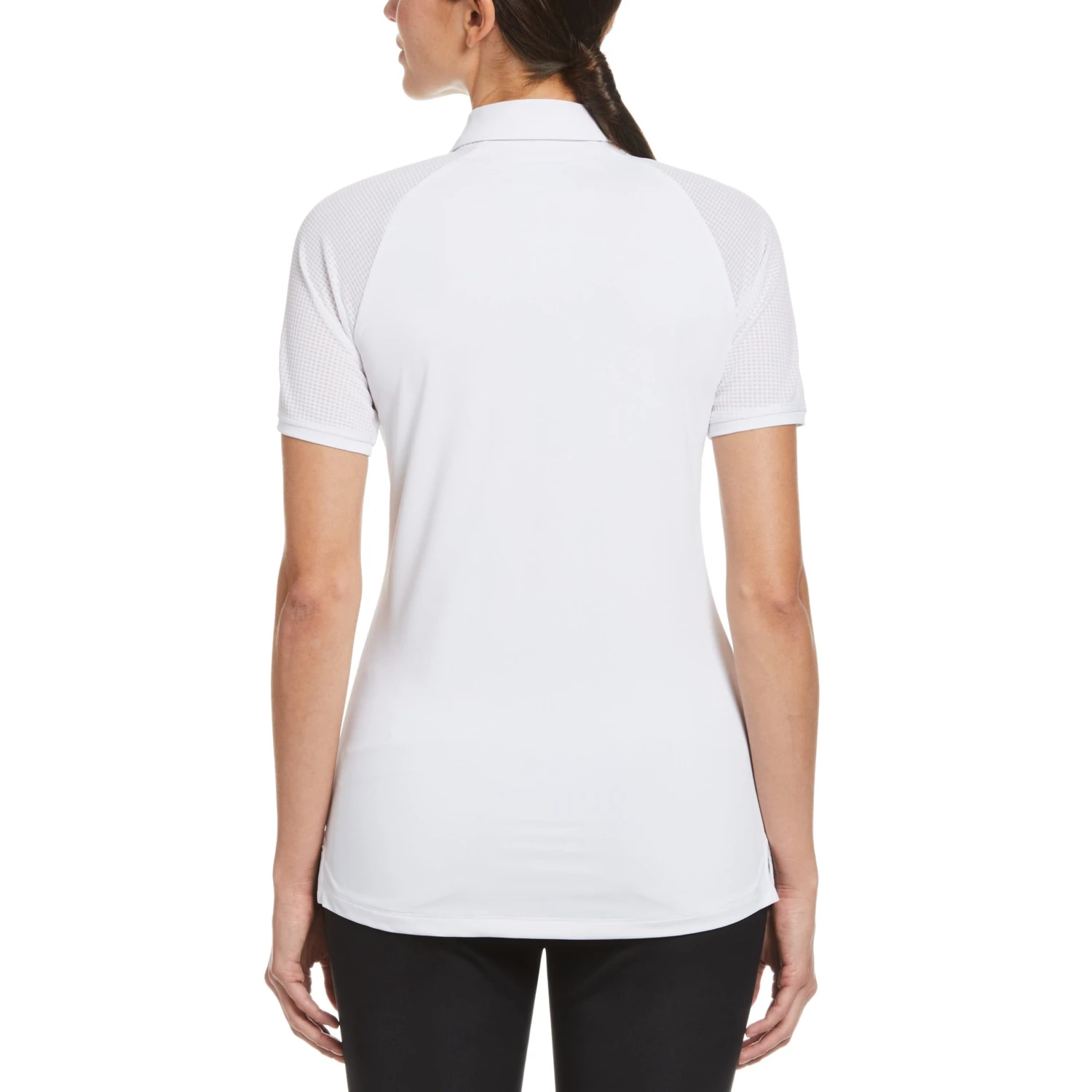 Original Penguin Women's Zip Front Asymmetrical Mesh Golf Polo 2 Original Penguin Women's Zip Front Asymmetrical Mesh Golf Polo - Image 2